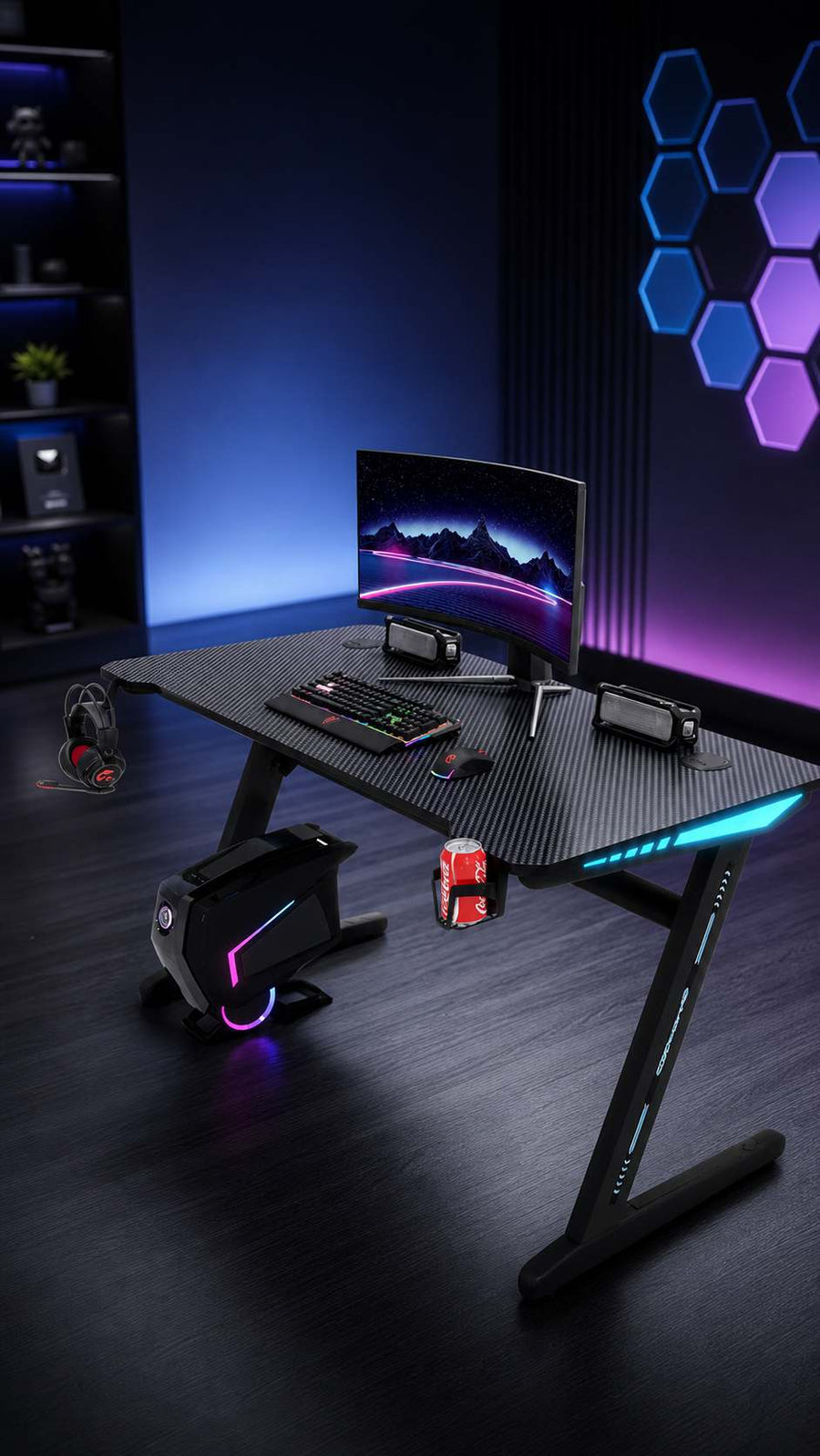 Gaming Desk with Hand-Rubbed Oil Finish and Steel Reinforcements for Timeless Elegance