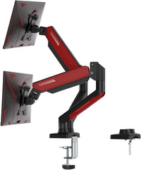 360° Rotation Dual Monitor Mount Arm Gaming for Computer Screen 13-32" and up to 22 Lbs Swivel with C Clamp and Grommet Base