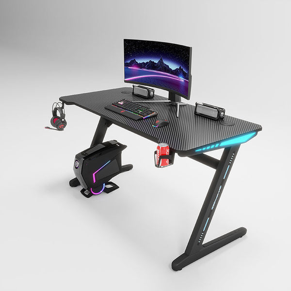 Dechuan Cost-effective Metal Commercial Gaming Desk with LED Lights Big Blue 40 Inch