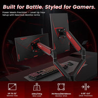 360° Rotation Dual Monitor Mount Arm Gaming for Computer Screen 13-32" and up to 22 Lbs Swivel with C Clamp and Grommet Base