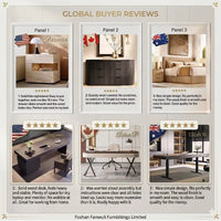 High End Khaki Retro Solid Wood Desk Modern Minimalist Home Study Office Desk Saddle Leather Computer Desk