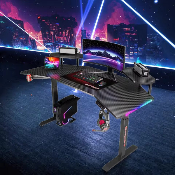 Gaming Desk with Hand-Rubbed Oil Finish and Steel Reinforcements for Timeless Elegance
